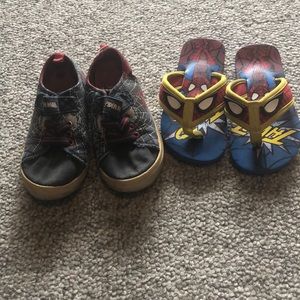 Spider-Man shoes and flip flops
